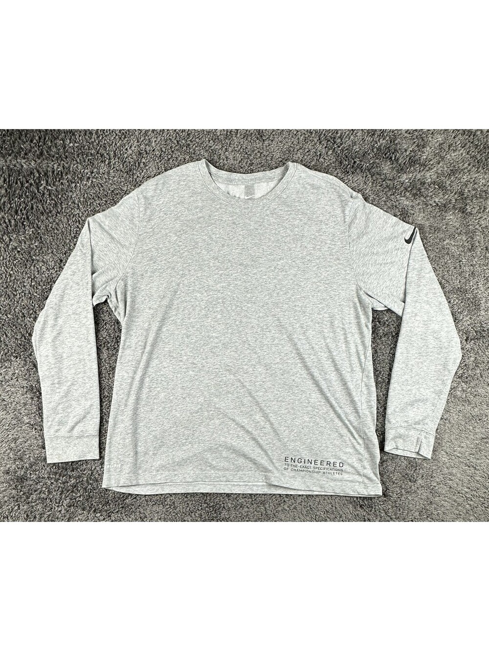Nike Mens XL Heather Grey Elite World Long Sleeve T-Shirt Dri-Fit